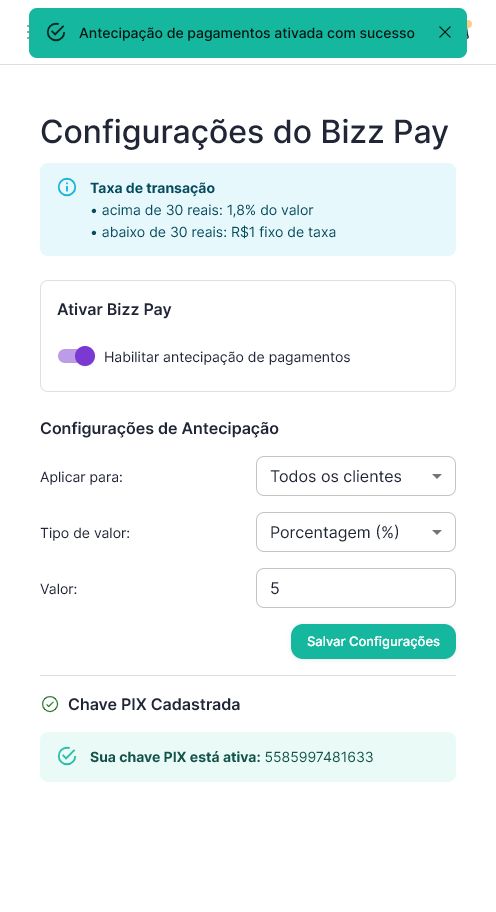 Bizz Pay habilitado