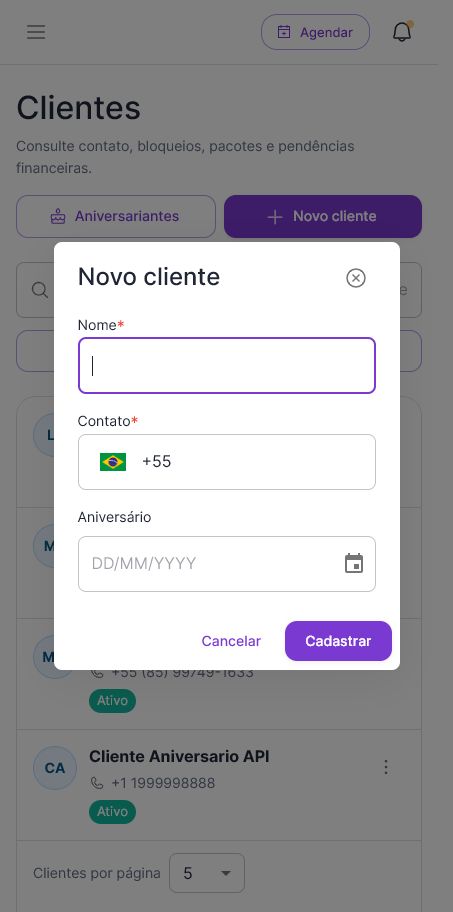 Cadastro de novo cliente