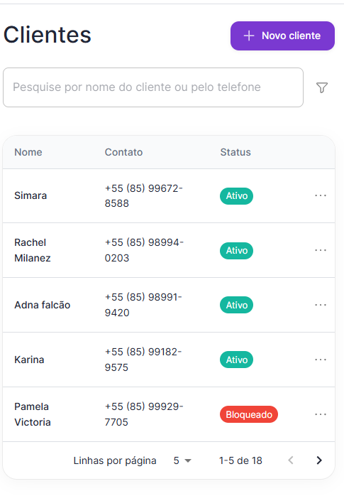 Cadastro de novo cliente