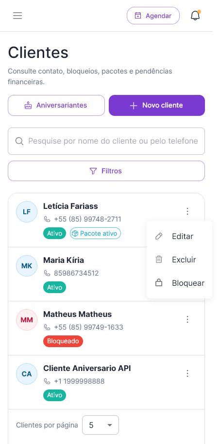 Bloquear ou desbloquear cliente