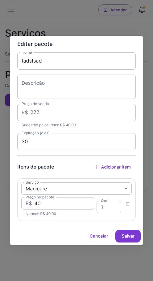 Editar pacote