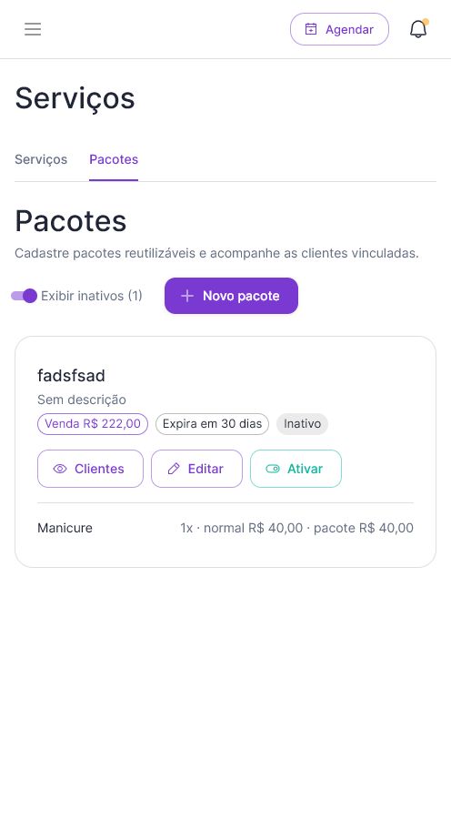 Pacotes inativos
