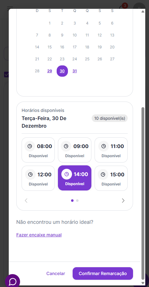 Confirmar remarcação