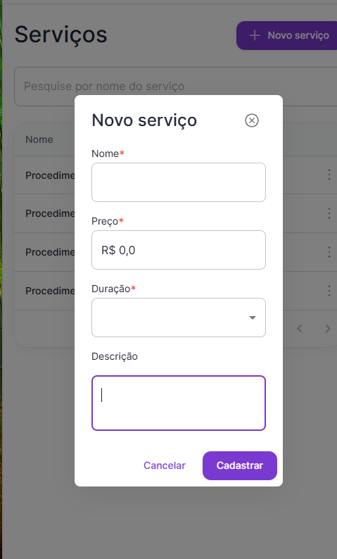 Incluir de serviço